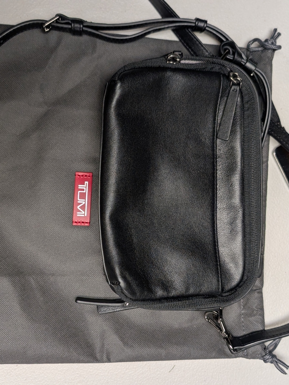 TUMI Black Leather Crossbody Bag - Picture 3 of 7